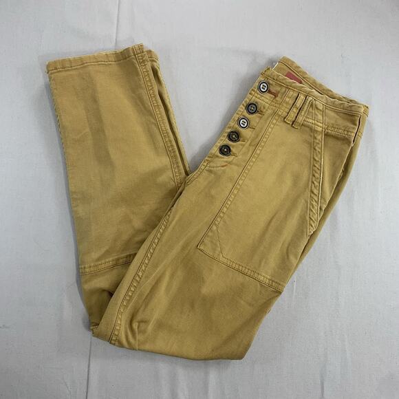 Anthropologie The Wanderer Crop Pant High Rise Button Beige Size 26 (28x28) - Picture 1 of 8